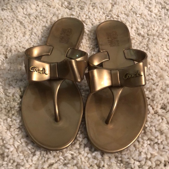 Coach Gold Sandals - Picture 1 of 5